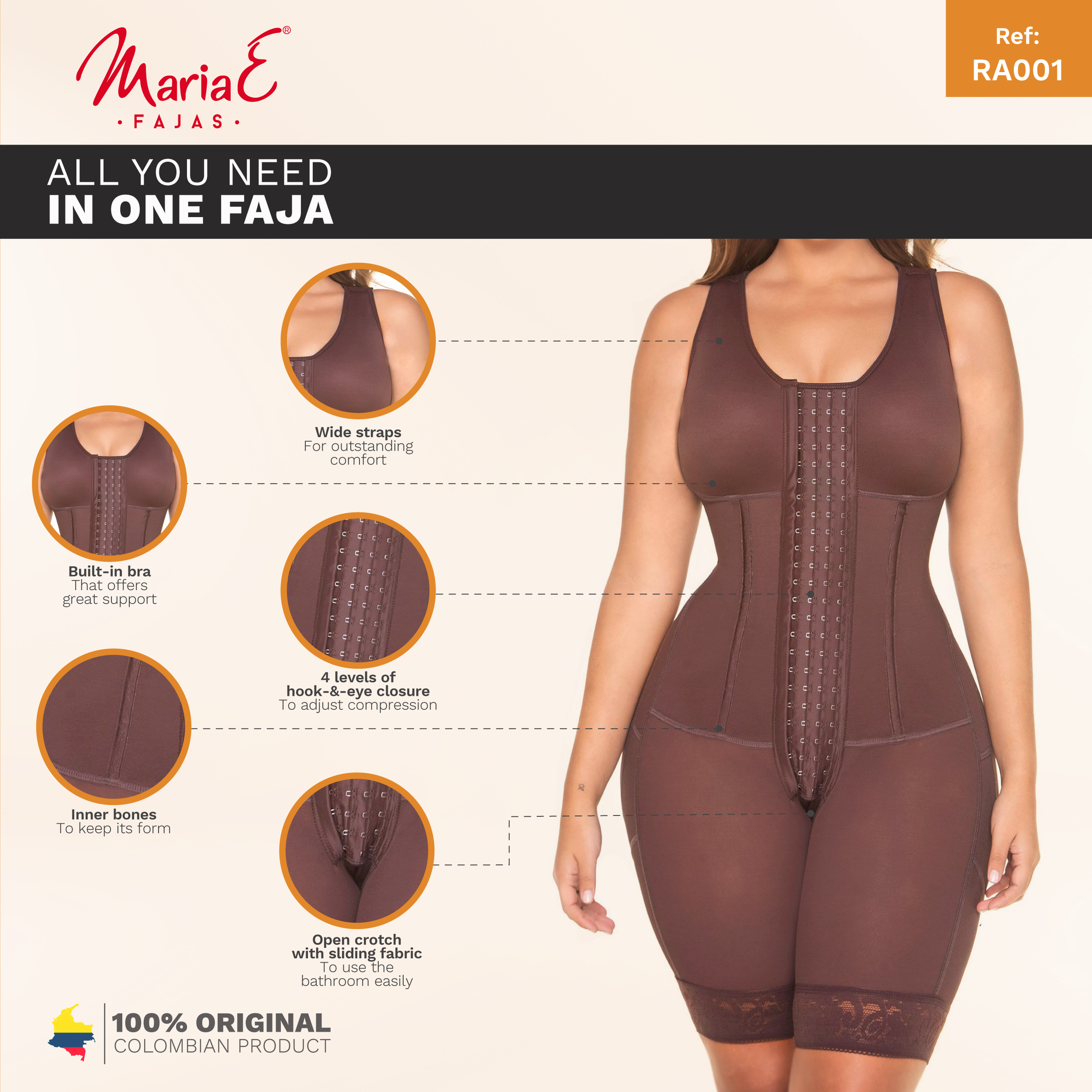 Fajas MariaE RA001 Mid Thigh Daily Use Bodysuit Butt Lifter Shaper Pow –  Melao Boutique